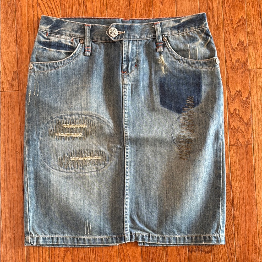 🎉Host Pick🎉 BCBG- Denim Patchwork Skirt(Size 29)
